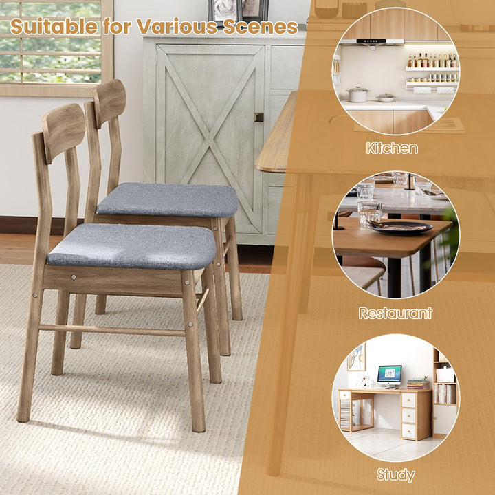 Giantex Fabric Upholstered Kitchen Chairs with Rubber Wood Frame and Padded Curved Seat