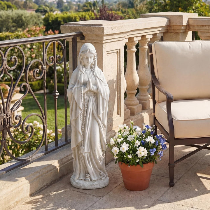 Giantex Virgin Mary Praying Statue 29.5" | Blessed Mother Outdoor Religious Statue with Rosary Beads