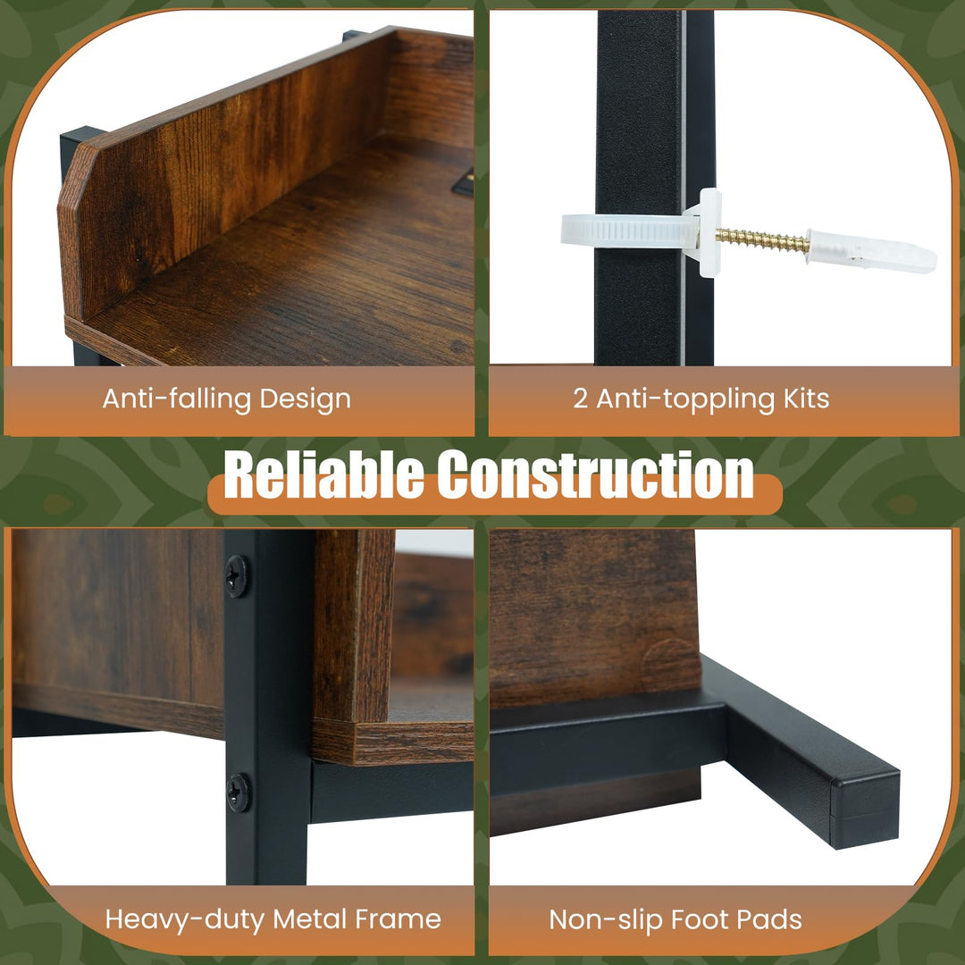 Giantex 41 Inch Record Player Stand with 6 Metal Dividers