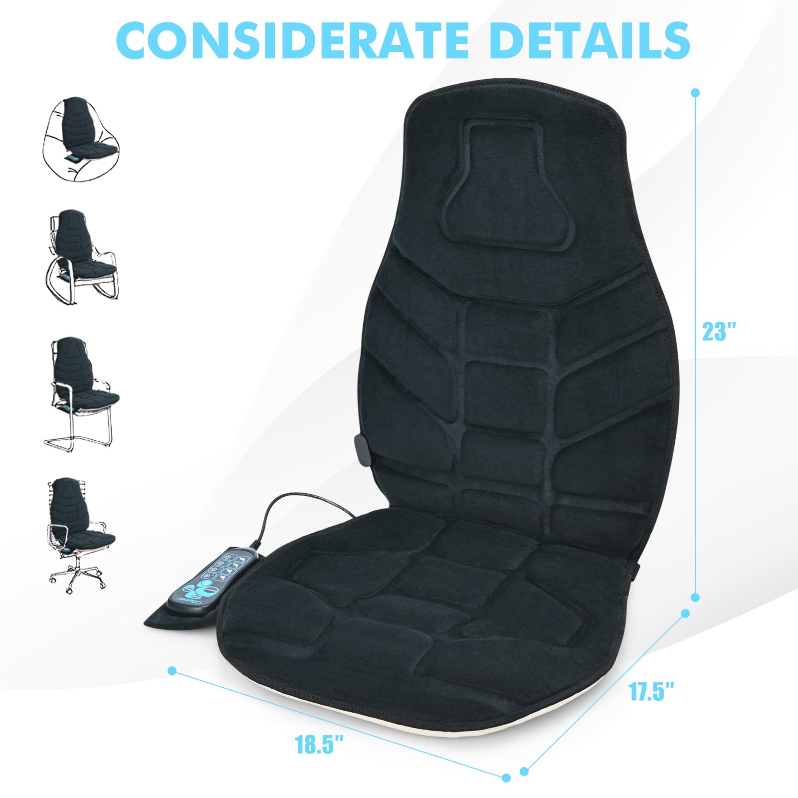 Giantex Memory Foam Massage Seat Cushion, Back Massager with 6 Vibration Massage Nodes & 2
