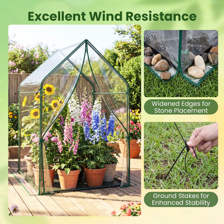 Giantex Mini Outdoor Portable Green House with Sturdy Metal Frame
