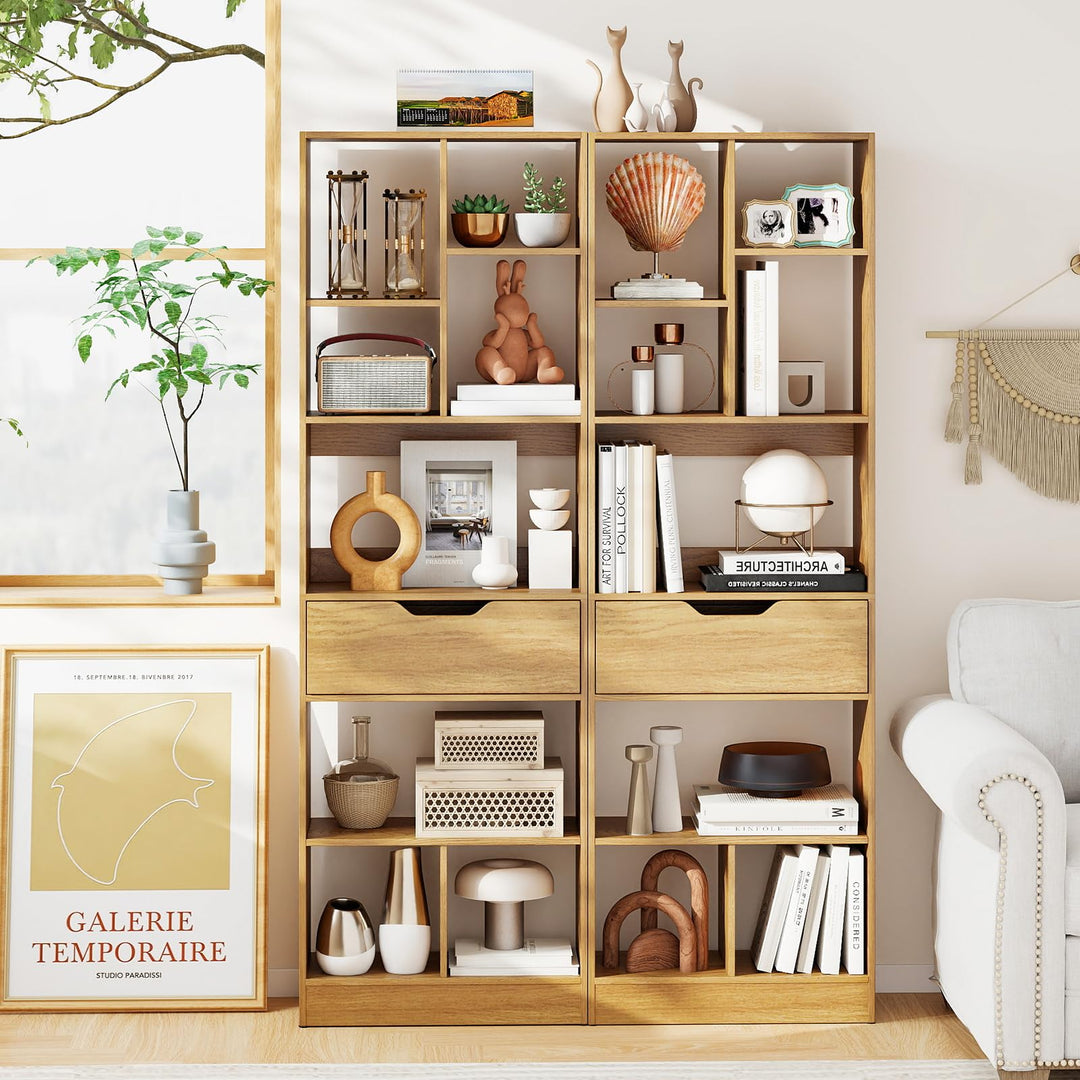 Giantex Bookcase with Drawer 61” Tall Freestanding Storage Organizer(7-Tier)