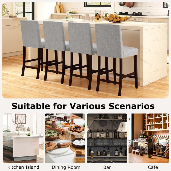 Giantex Modern Bar Stools Set of 2/4 26" Upholstered Counter Height Bar Stools w/Tilt Backrest