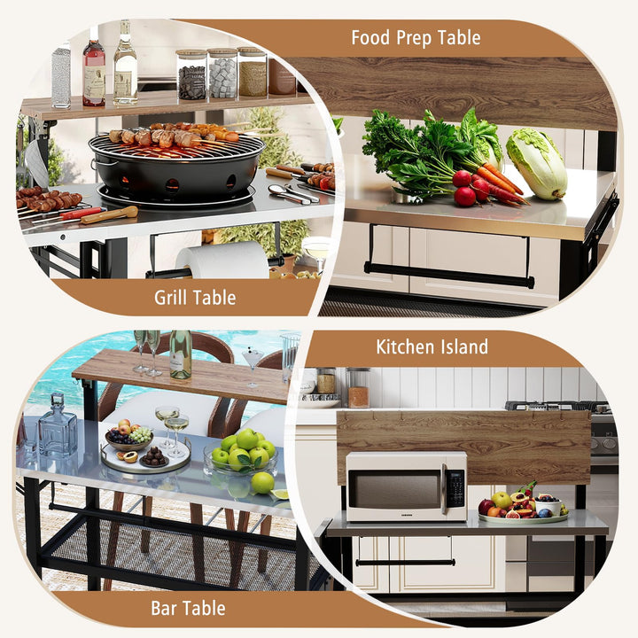 Giantex Outdoor Bar Table with Flip-Up Top & Foldable Side Table