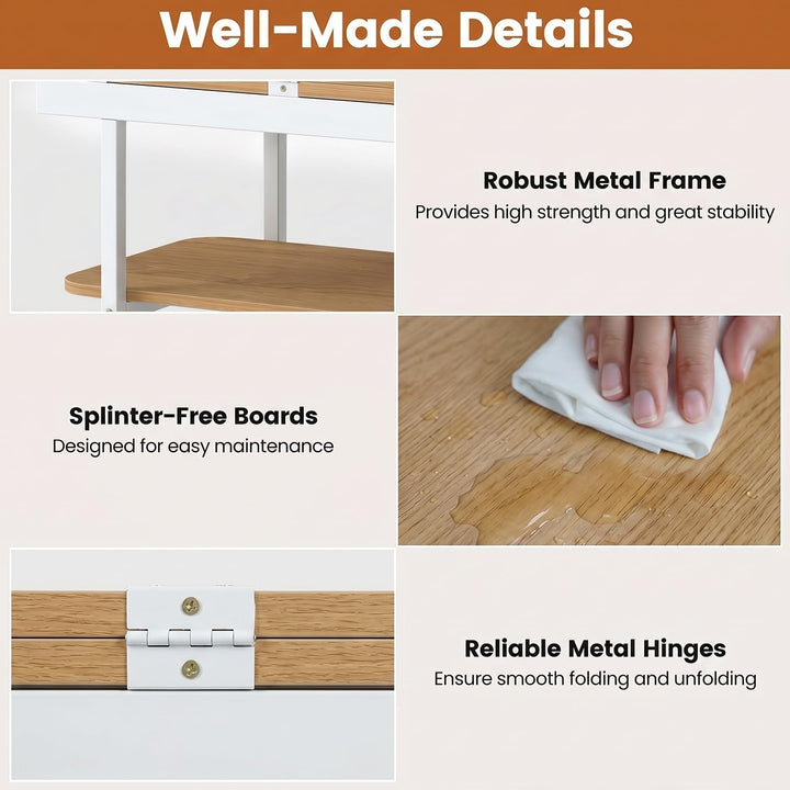 Giantex 3-Tier Mobile Side Table with Foldable Top &amp; Universal Wheels (1/2)