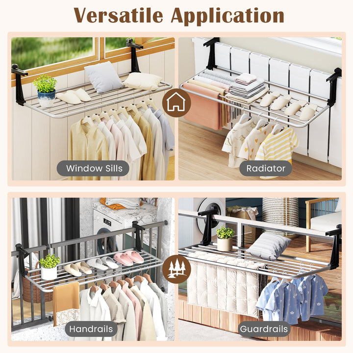 Giantex Aluminum Hanging Laundry Rack with Adjustable and Foldable Brackets (37" L)