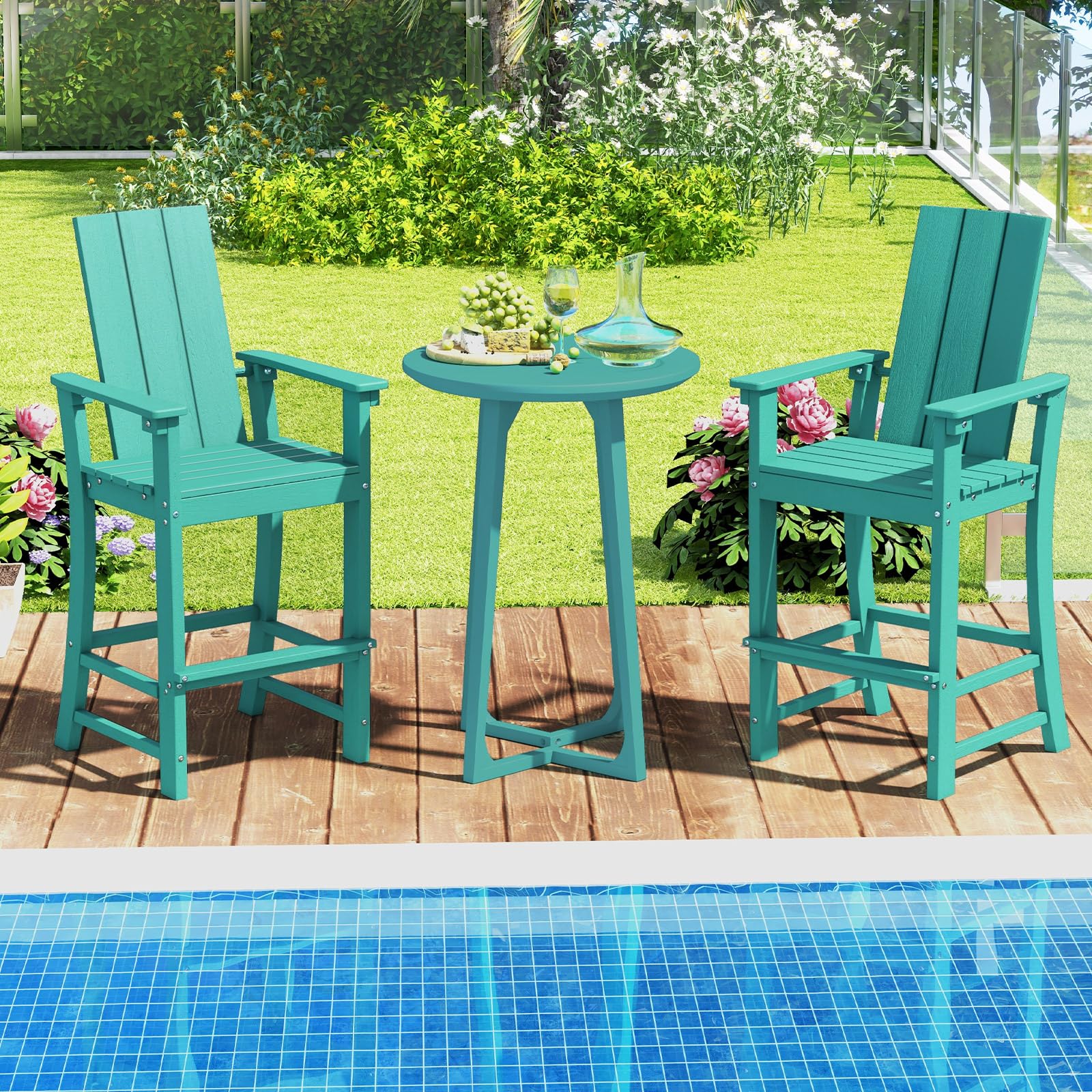 Giantex 52” Tall Adirondack Chair, HDPE Outdoor Bar Stool with Ergonomic Backrest