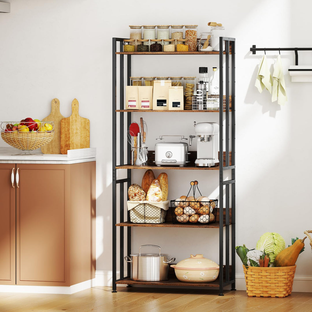 Giantex 5-Tier Bookshelf, 62" Tall Bookcase w/Tiltable Shelves, Metal Frame, Convertible Display Storage Rack