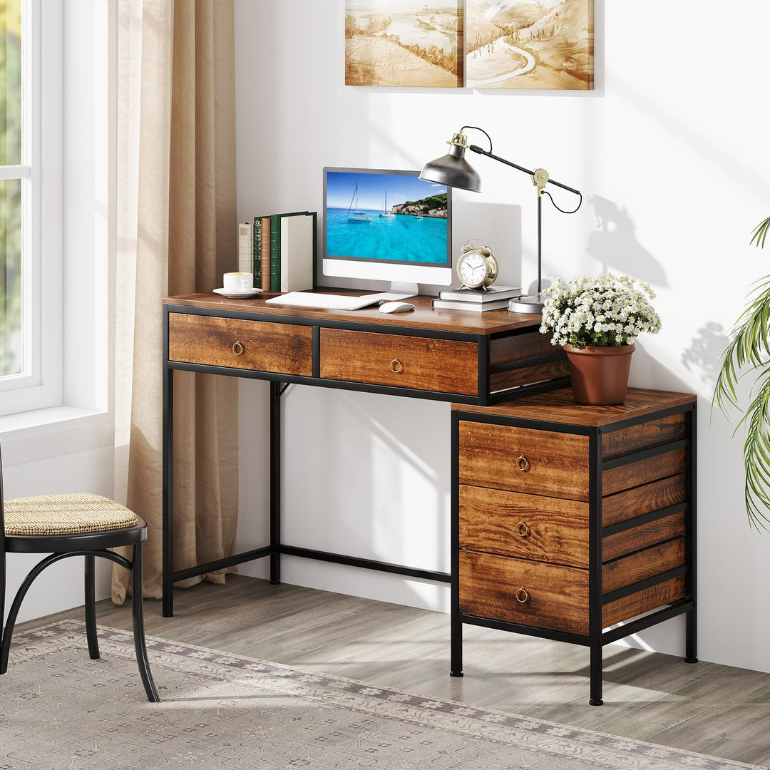 Giantex 51" Home Office Computer Desk w/ 5 Drawers