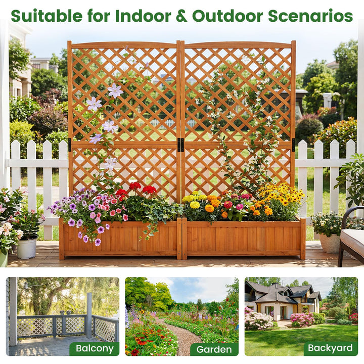 Giantex 71" Wooden Raised Garden Bed with Trellis (1/2)