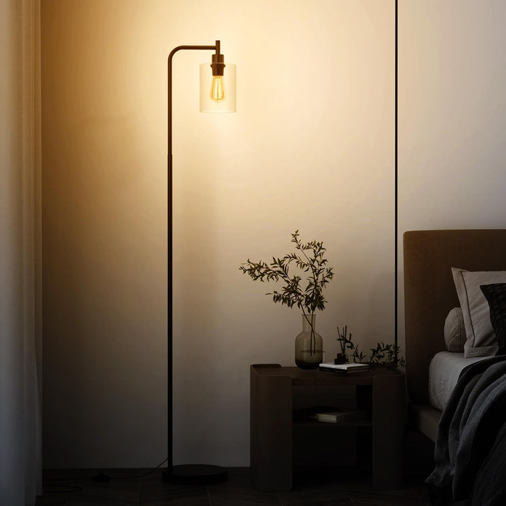 Giantex Industrial Floor Lamp, 66" Tall Pole Lamp with Clear Glass Lampshade