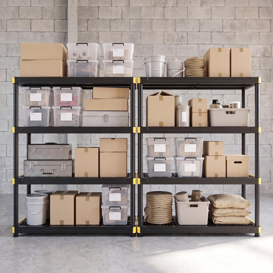 GIANTEX 4-Tier Plastic Storage Shelf with Anti-Tipping Kit &amp; Adjustable Feet