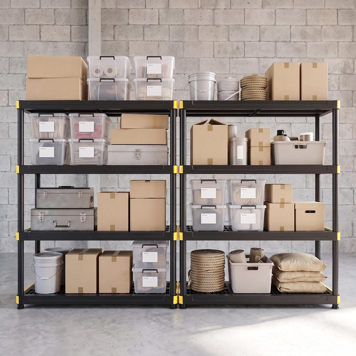 GIANTEX 4-Tier Plastic Storage Shelf with Anti-Tipping Kit &amp; Adjustable Feet
