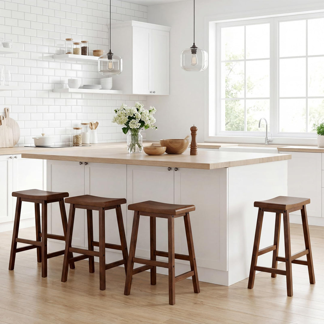 Giantex 24 Inch Counter Height Saddle Bar Stools with Footrest (2/4)