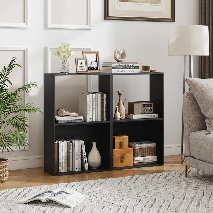 Giantex 3-Tier Bookshelf | 2-Cube Bookcase w/Open Storage Compartment (1/2)
