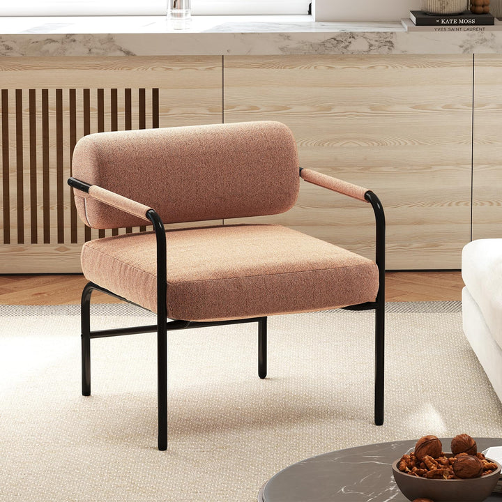 Giantex Velvet Upholstered Living Room Chair with Thickened Backrest & Metal Armrests