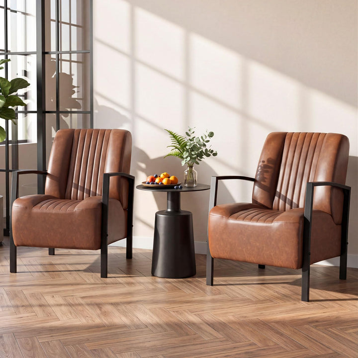Giantex PU Leather Upholstered Armchair with Padded Seat &amp; Back (1/2)