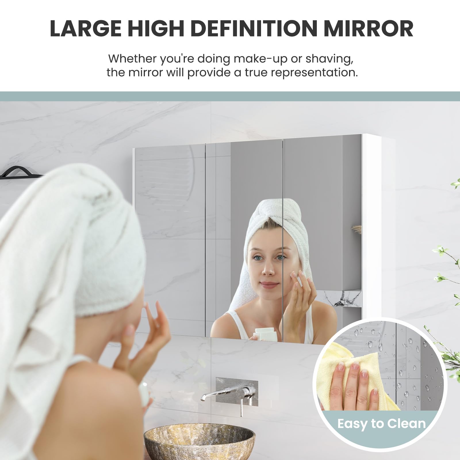 Giantex Bathroom Medicine Cabinet with Mirror - Extra Large Wall Mounted Cabinet with 3 Frameless Mirrored Doors