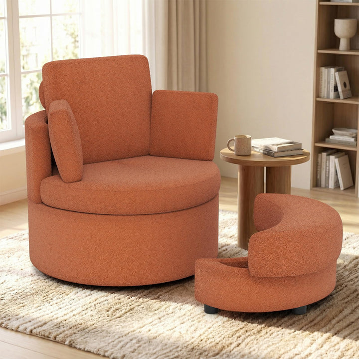 Giantex 360° Swivel Accent Chair with Half Moon Storage Ottoman