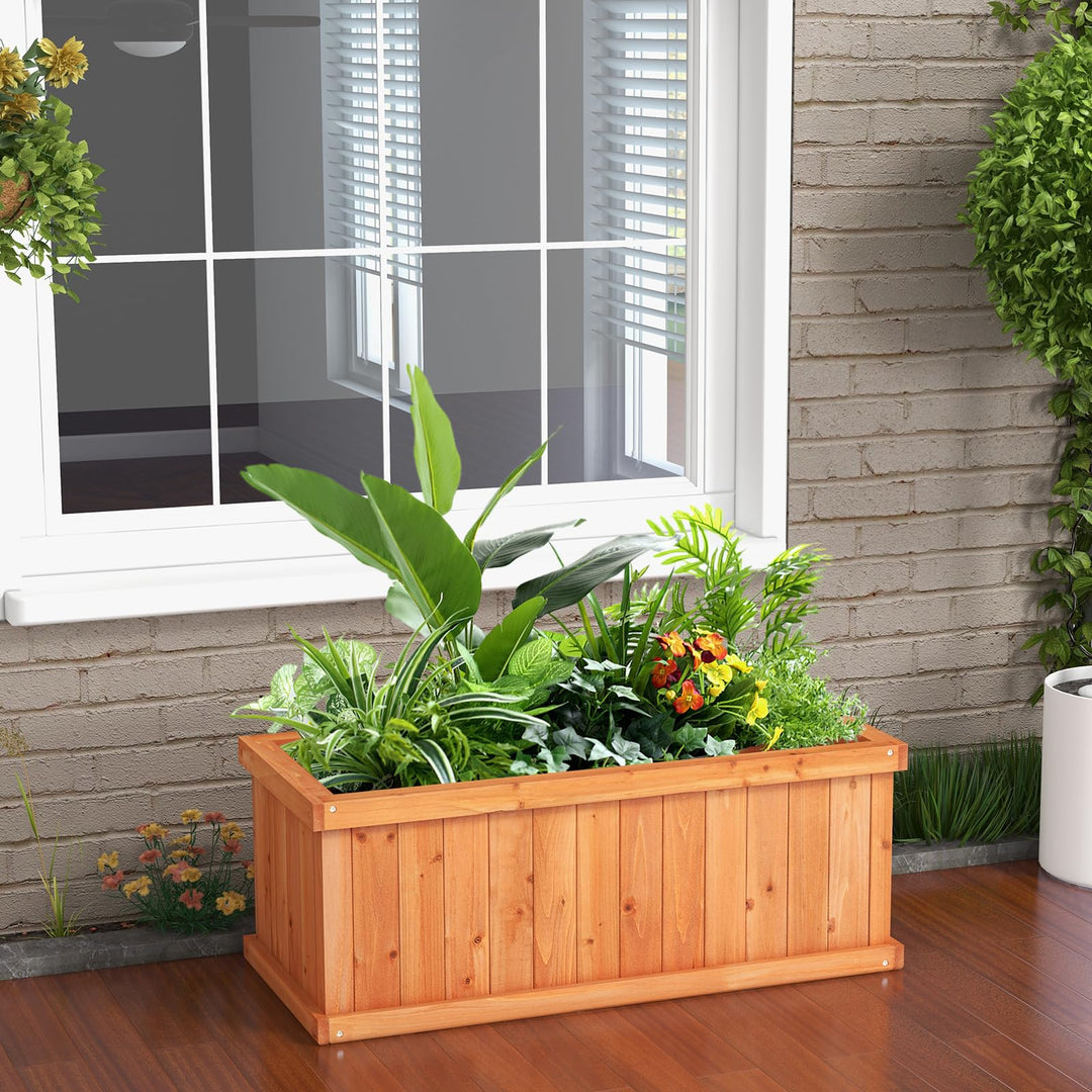 Giantex Raised Garden Bed, 31”x14”x12” Wooden Planter Box with 4 Drainage Holes