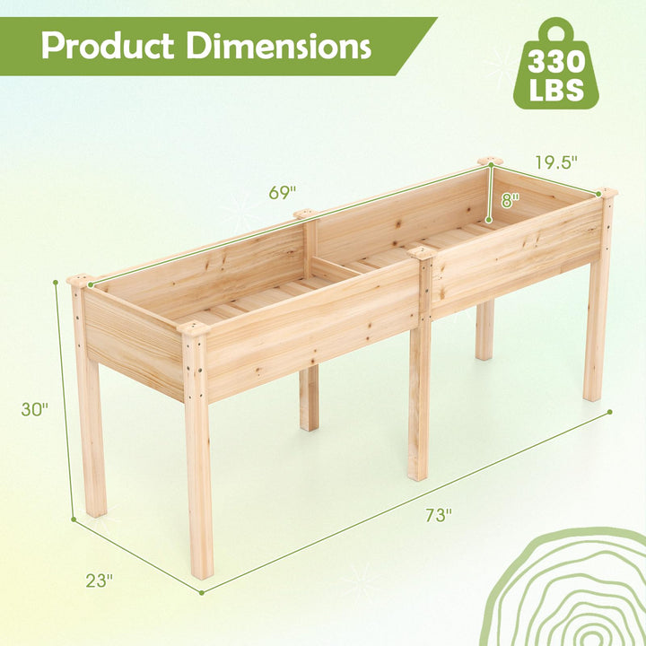 73"x23"x30" Elevated Wood Planter Box with Legs