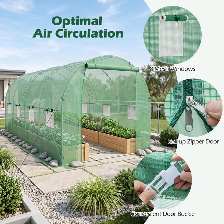Giantex 15 x 7 x 7 ft Walk-in Tunnel Greenhouse for Outdoors