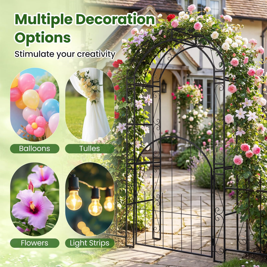 Giantex 84'' Garden Arbor with Gate for Backyard Lawn