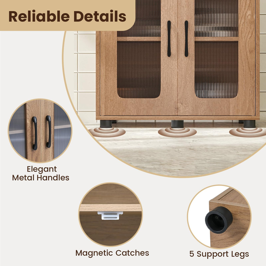 Giantex Bathroom Storage Cabinet with 2 Doors &amp; 3-Level Adjustable Shelf