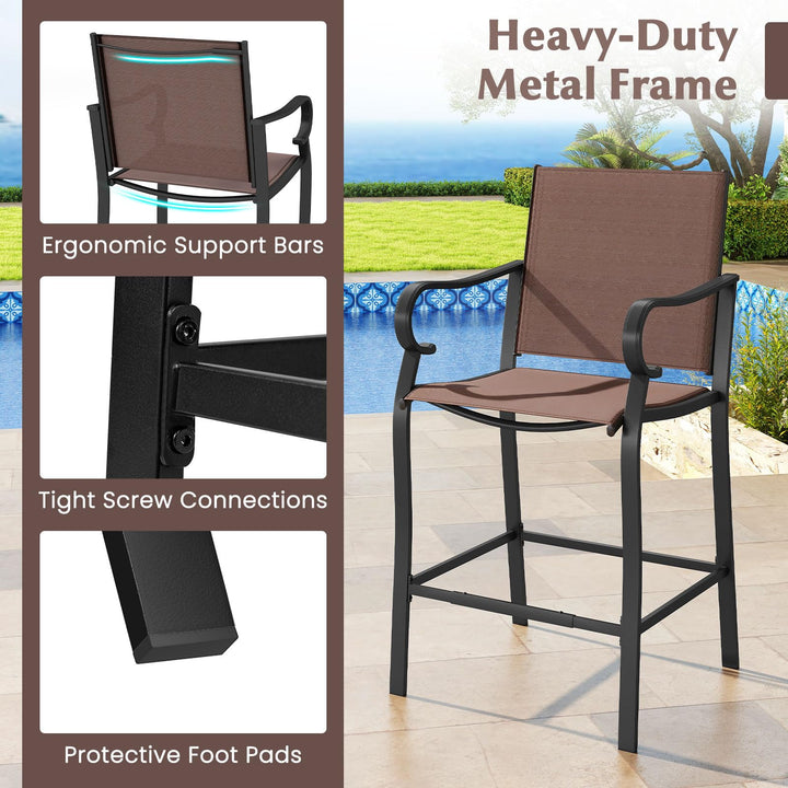 Giantex Counter Height Tall Patio Chairs with Breathable Mesh Fabric & Metal Frame