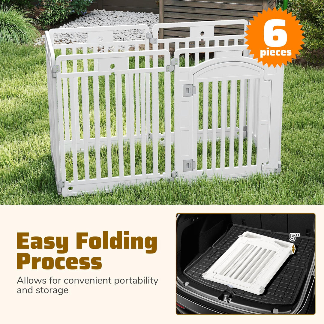 Giantex 6/12 Panel Dog Playpen 32'' Tall Plastic Pet Fence with Lockable Door