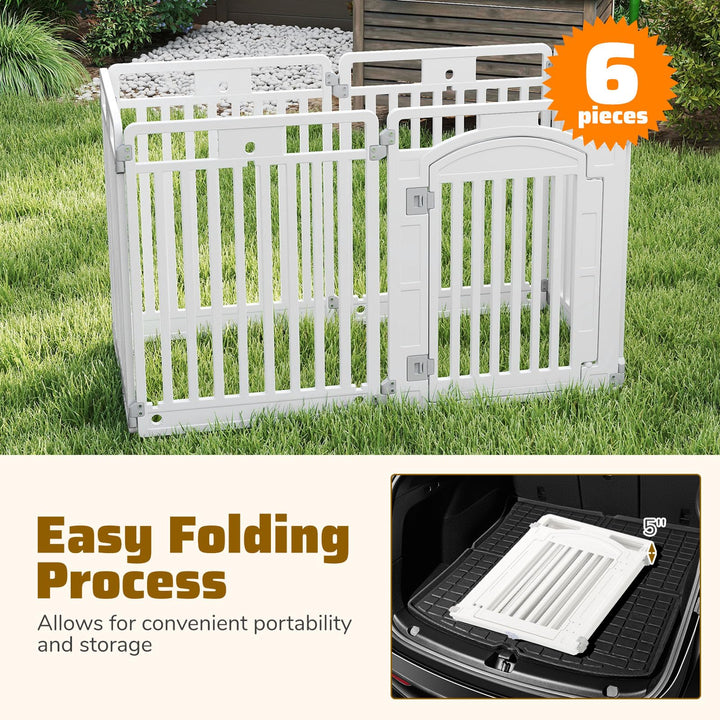 Giantex 6/12 Panel Dog Playpen 32'' Tall Plastic Pet Fence with Lockable Door