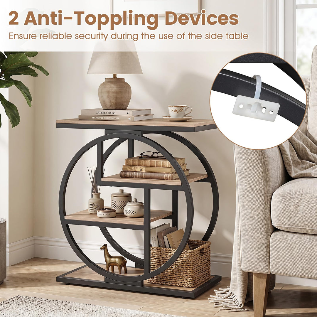 GIANTEX 4-Tier Faux Marble Sofa Side Table with 4 Open Shelves (1/2)
