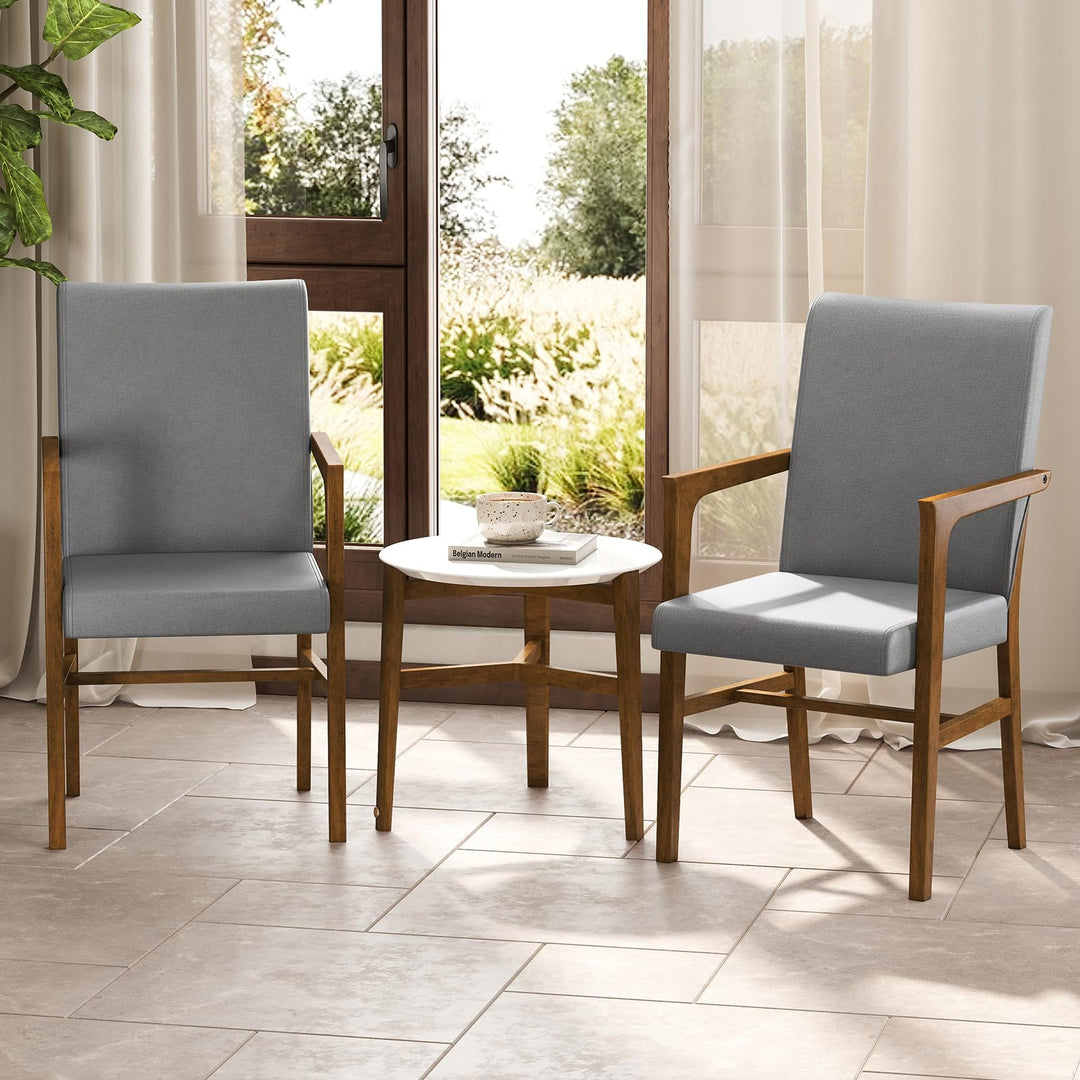Giantex Mid Century Modern Dining Chairs Set of 2/4 with High Back, Solid Wooden Frame & Soft Cushion