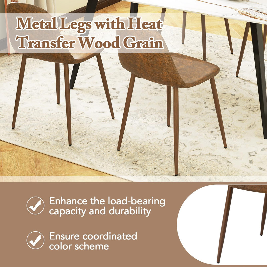 Giantex Upholstered Dining Chairs Set of 4 PU Leather Kitchen Side Chairs w/Padded Seats