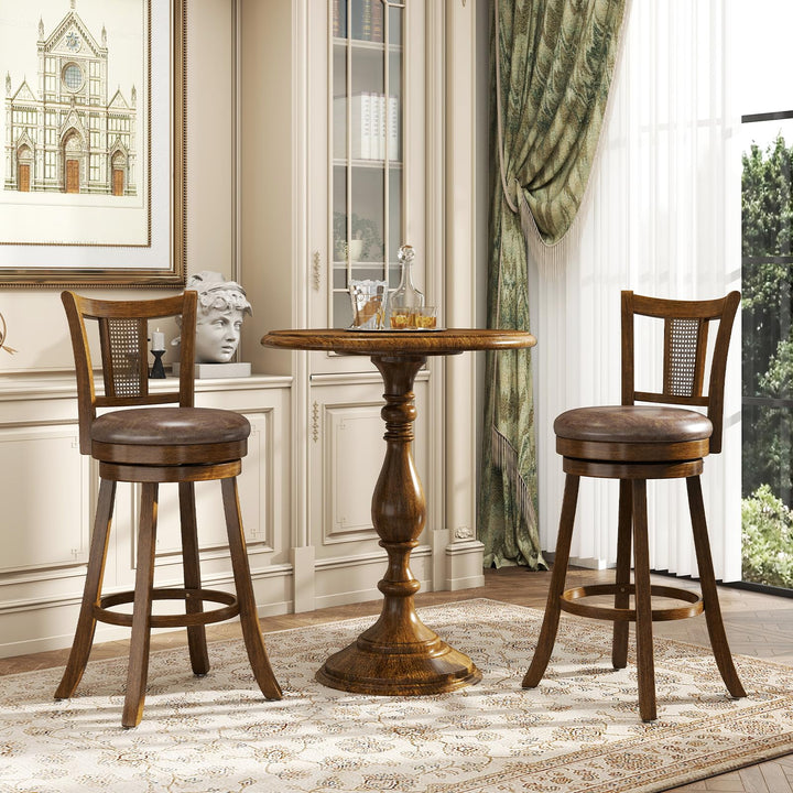 Giantex 30" Upholstered Leathaire Farmhouse Barstools for Kitchen Island Dining Room Pub