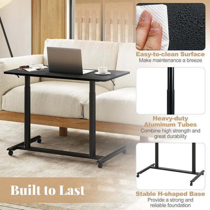 Giantex Mobile Standing Desk Height Adjustable Computer Desk with Wheels & Aluminum Frame