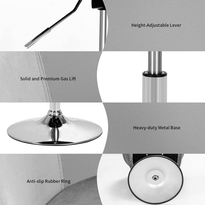 Height Adjustable Modern Velvet Makeup Chair with Chrome Frame
