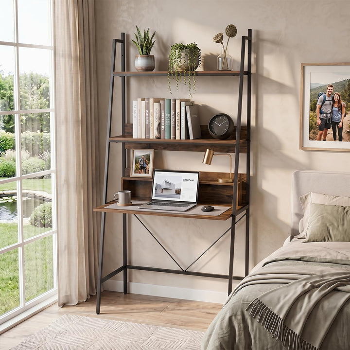 Giantex 3-Tier Ladder Computer Desk | Bookcase Stand Shelf with Storage Shelves and Metal Frame
