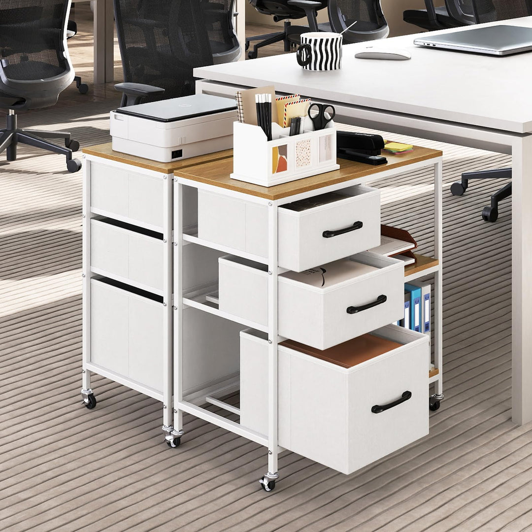 Giantex 3 Drawer Mobile File Cabinet with Charging Station