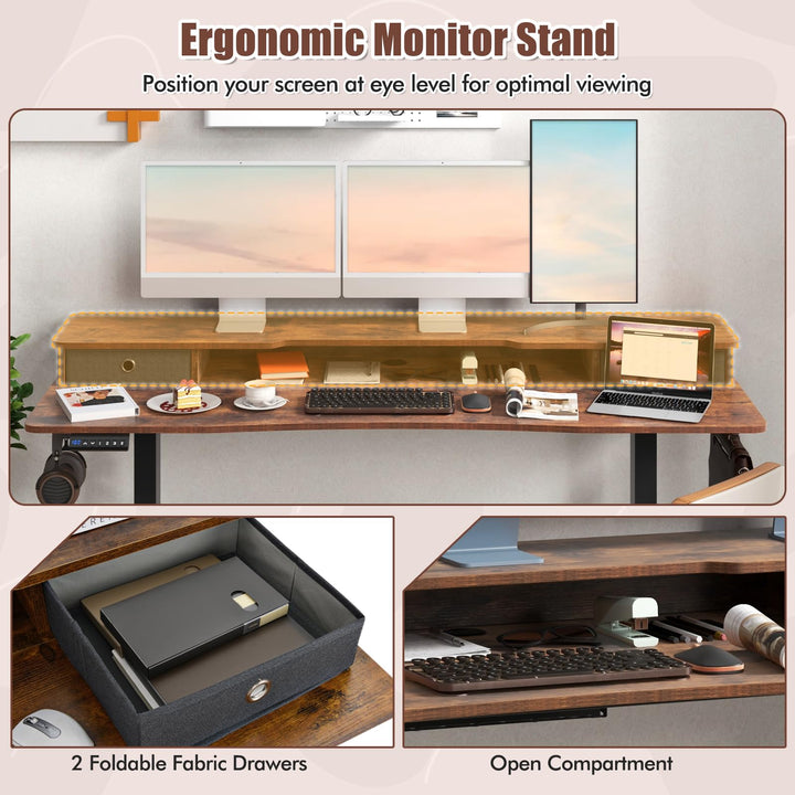 Giantex Electric Standing Desk with 2 Drawers, 63" x 24"