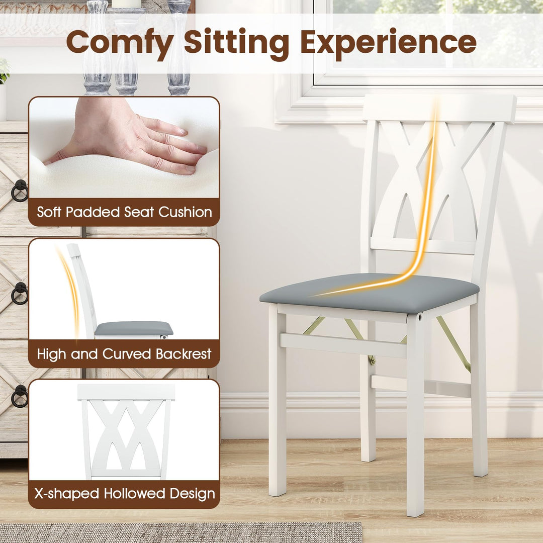 Giantex Folding Dining Chairs with Rubber Wood Frame