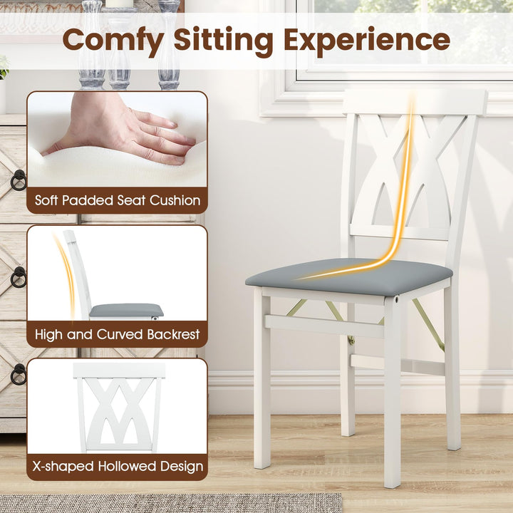 Giantex Folding Dining Chairs with Rubber Wood Frame