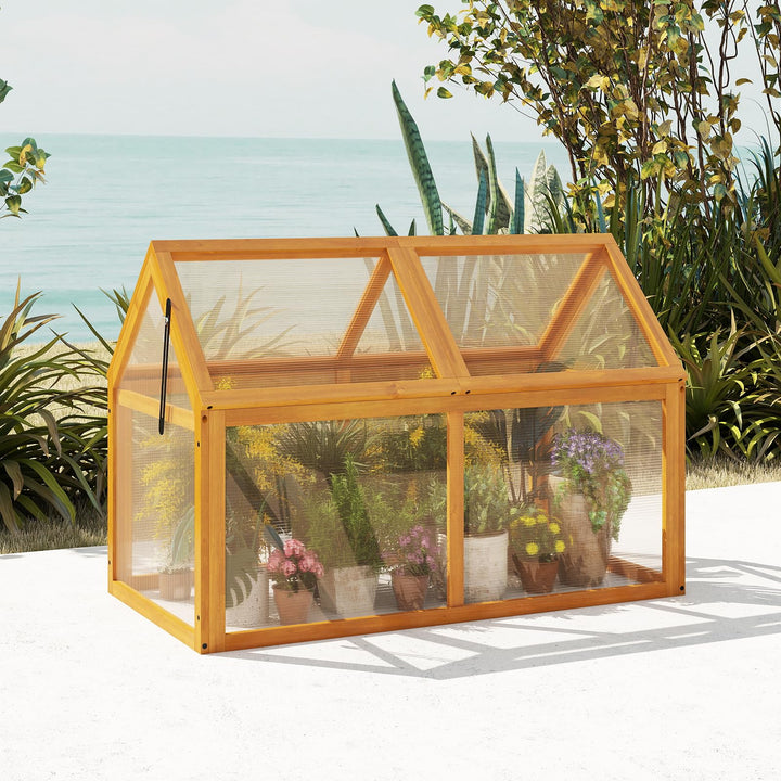 Giantex Portable Raised Flower Planter Protection with Transparent Panels & Adjustable Roof