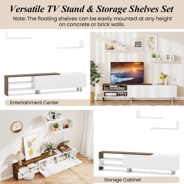 Giantex 80 Inch TV Stand and 2 Floating Shelves Set