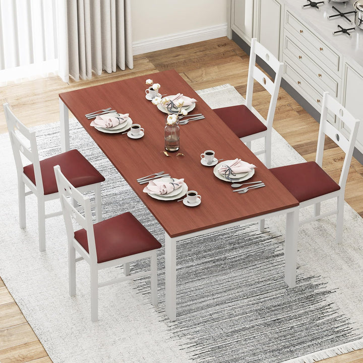 Giantex PU Leather Upholstered Kitchen Chairs w/Hollowed Backrest & Padded Seat