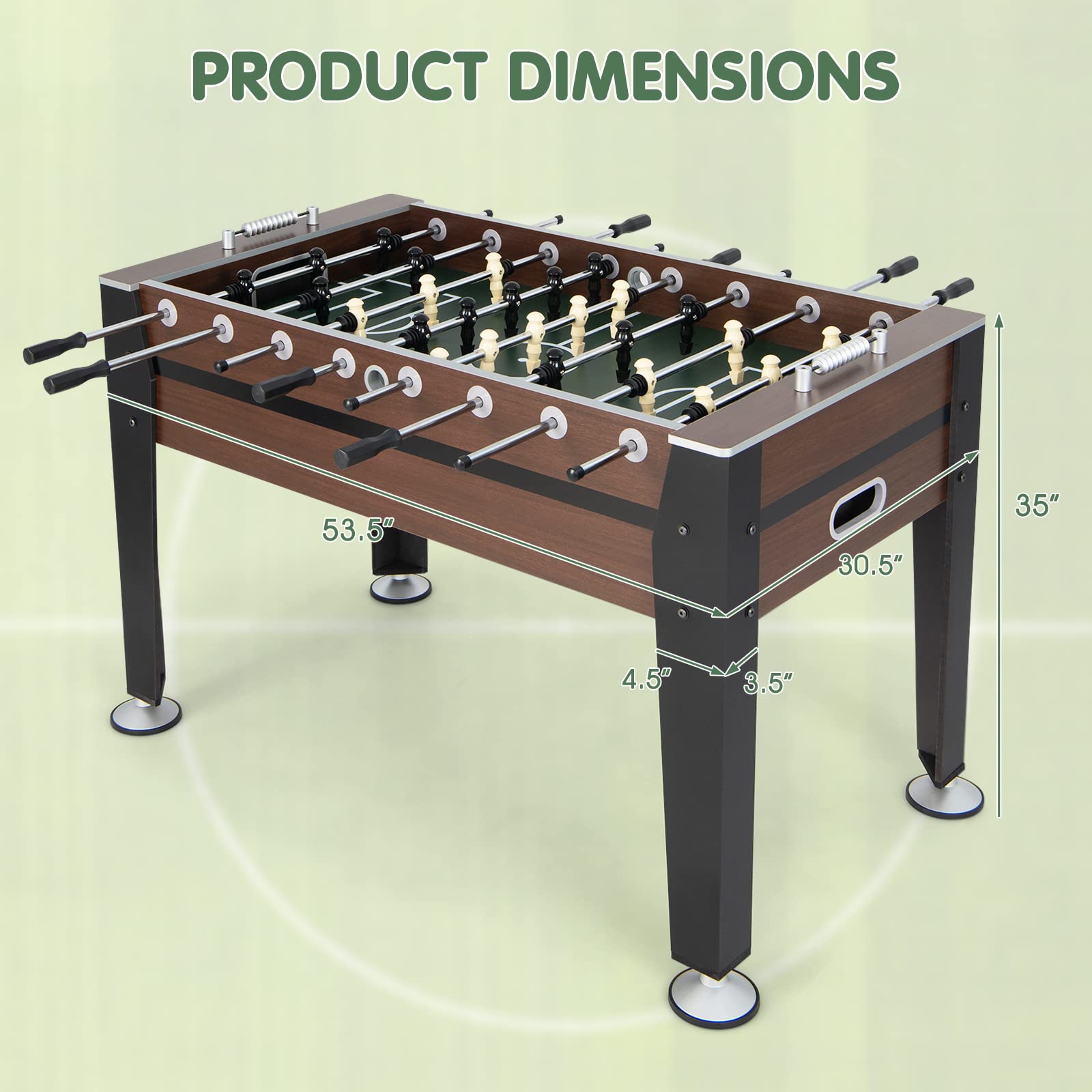 Giantex 54” Foosball Table, Foosball Table Adult Size with 2 Balls, Wood Football Table