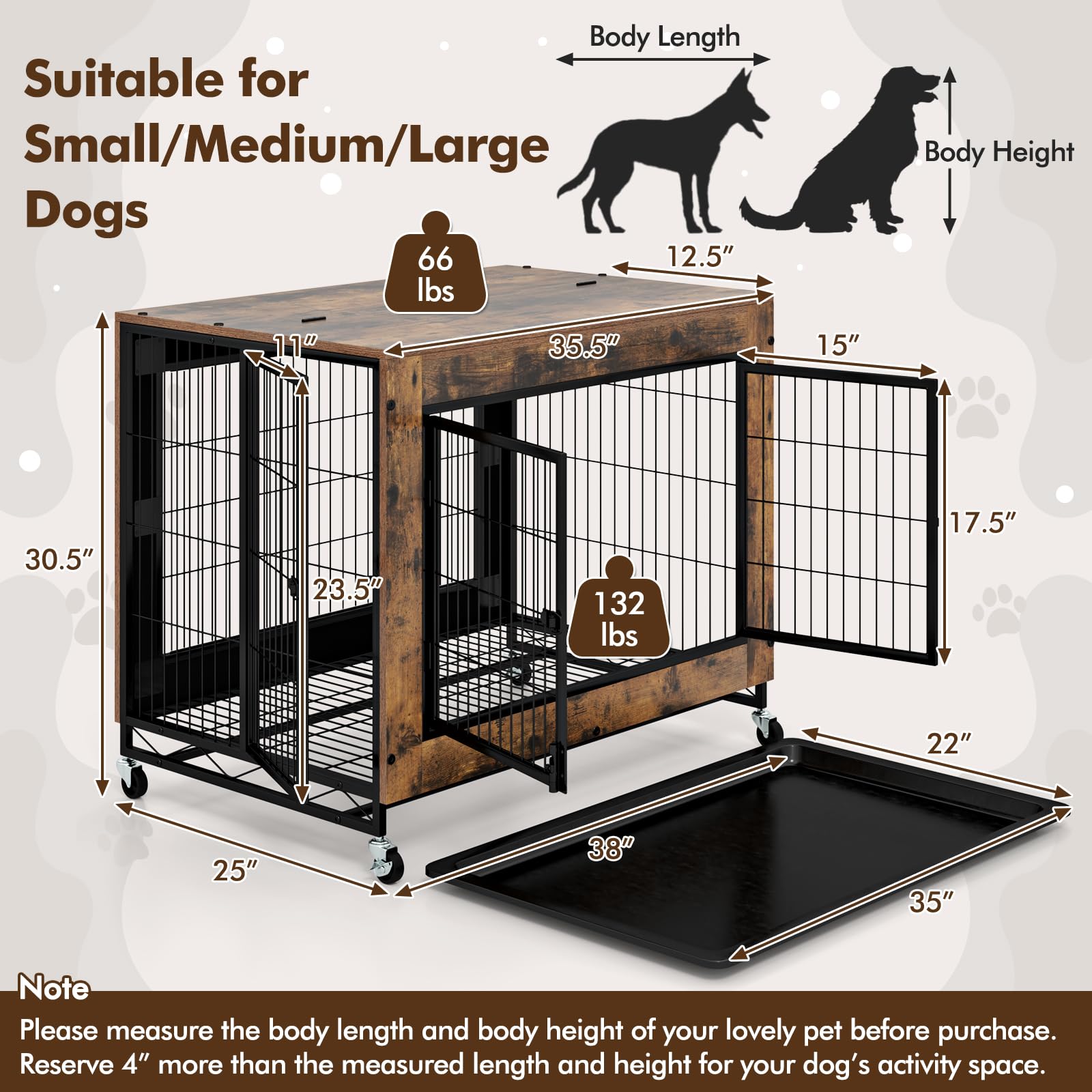 Giantex Dog Crate Furniture with Wheels