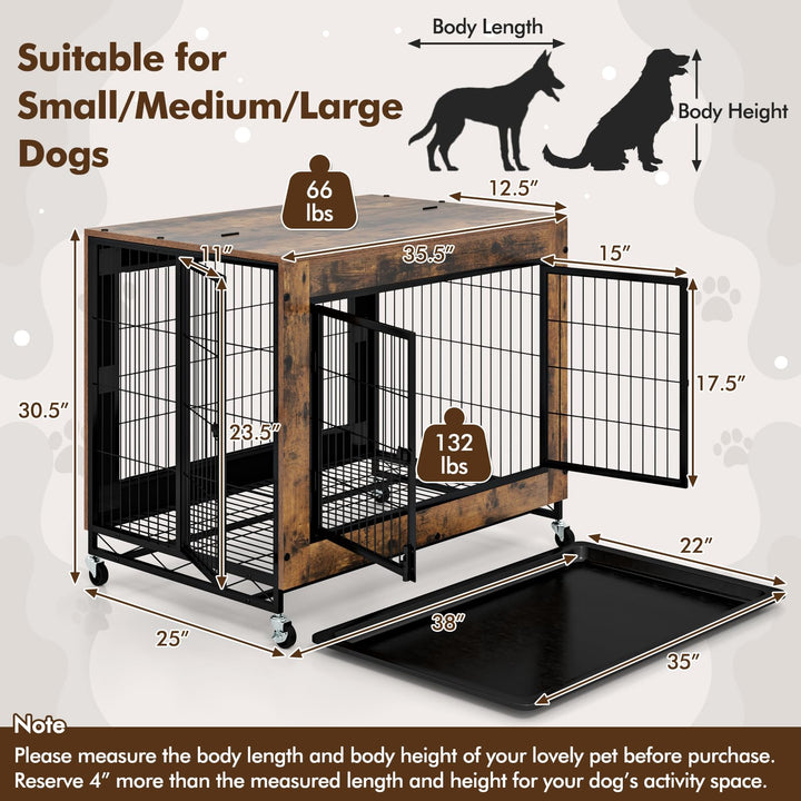 Giantex Dog Crate Furniture with Wheels