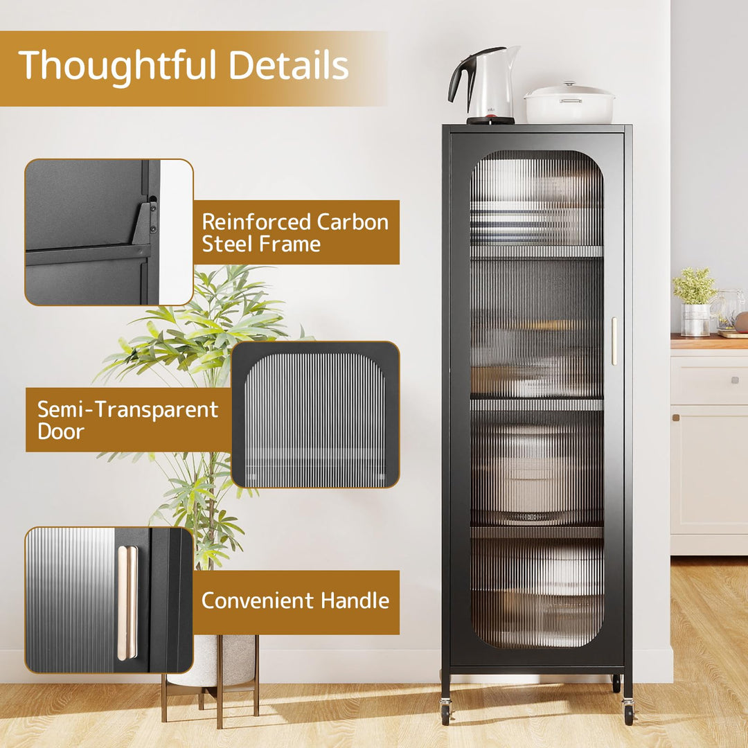 Giantex 5-Tier Mobile Storage Cabinet Tall Narrow Metal Kitchen Pantry