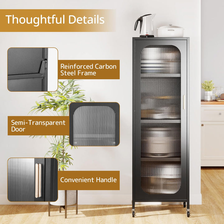 Giantex 5-Tier Mobile Storage Cabinet Tall Narrow Metal Kitchen Pantry